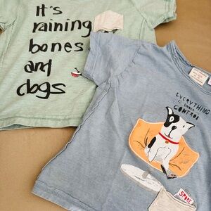 Blue and Green Short Sleeve Tees with Graphic Designs